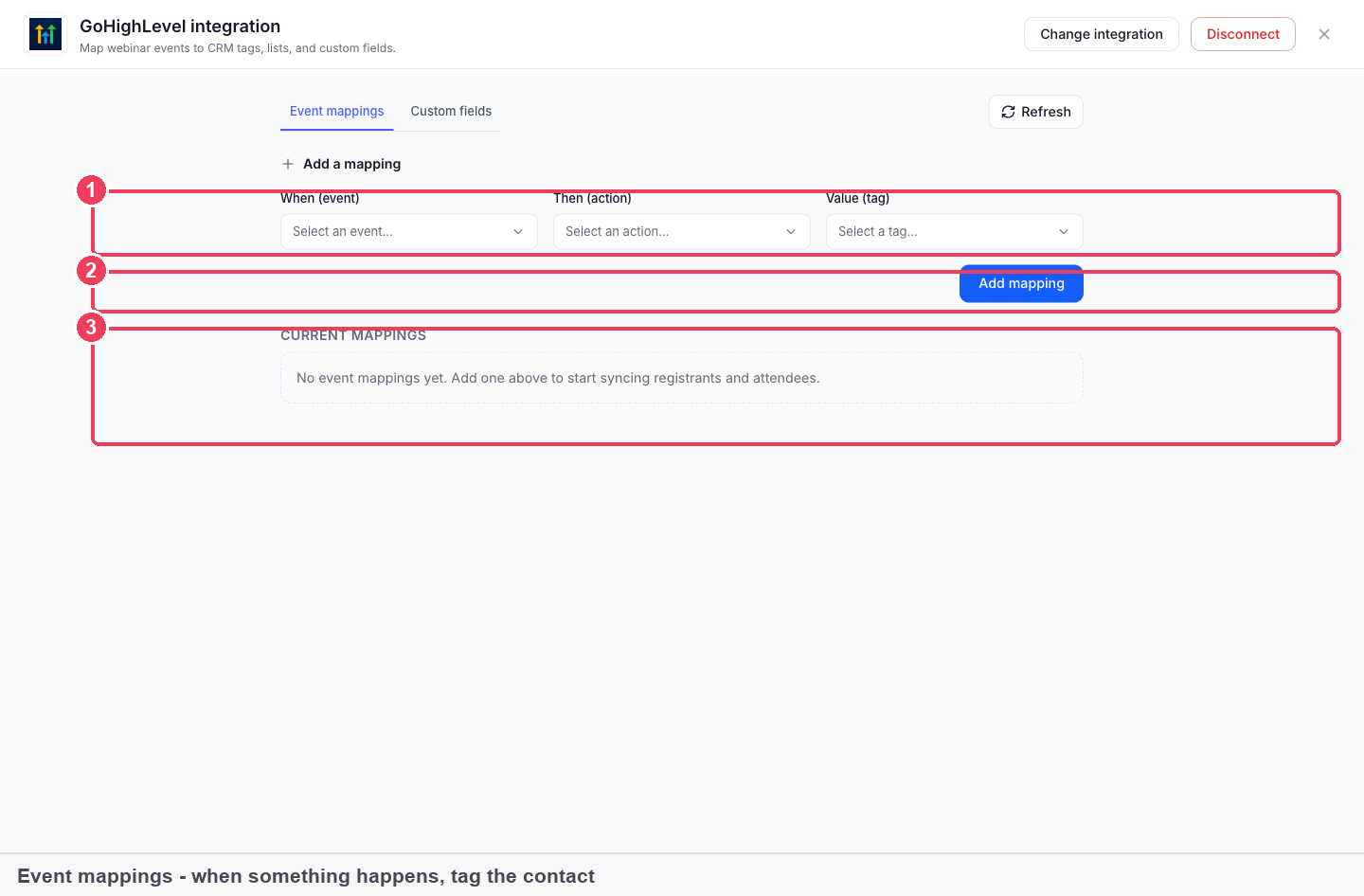 The Event mappings tab