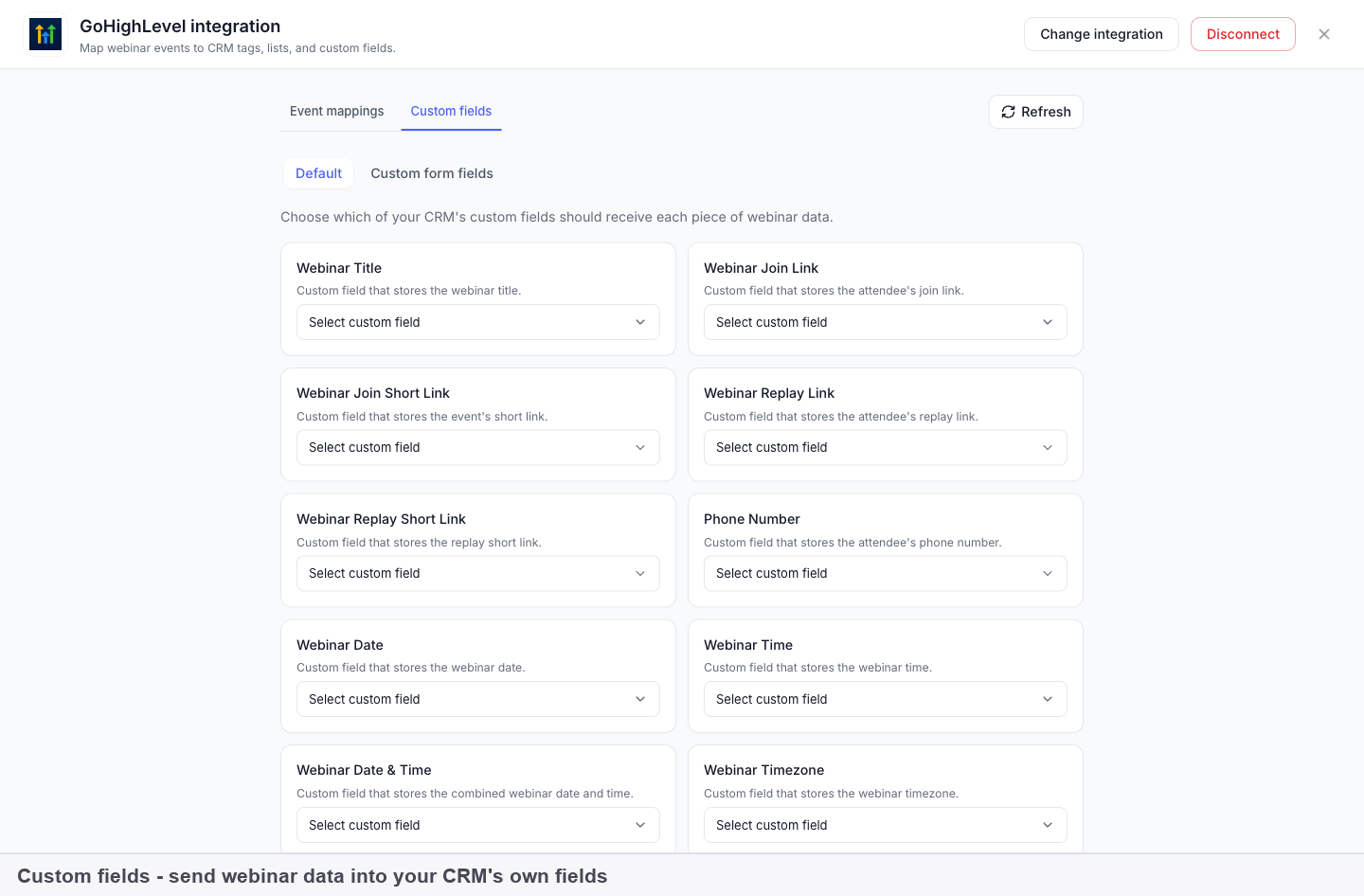 The Custom fields tab